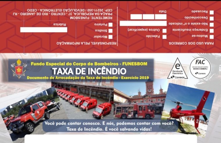 Taxa de Incêndio 2020 do Corpo de Bombeiros vence em outubro