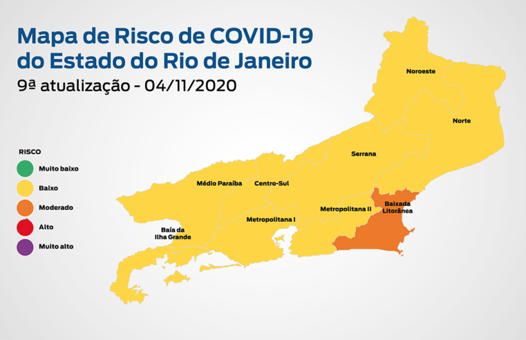Novo Mapa de Risco mantém Estado do Rio classificado como baixo risco para Covid-19