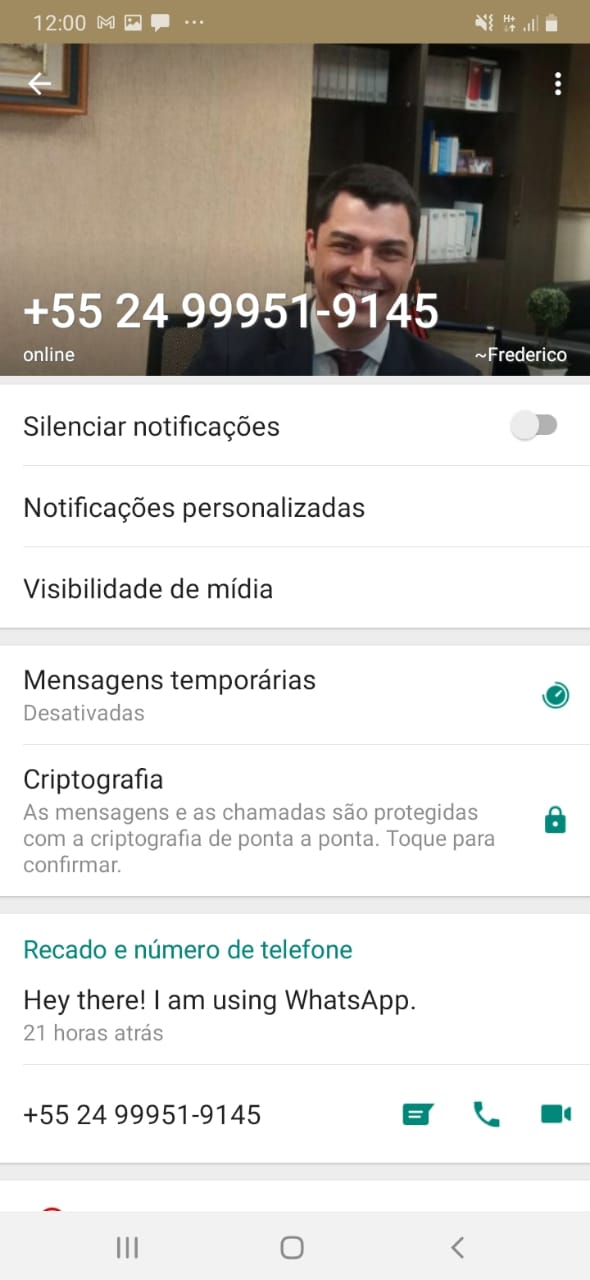 PERFIL FALSO NO WHATSAPP UTILIZA NOME DO PRESIDENTE, DA CMP, FRED PROCÓPIO EM TENTATIVA DE GOLPE