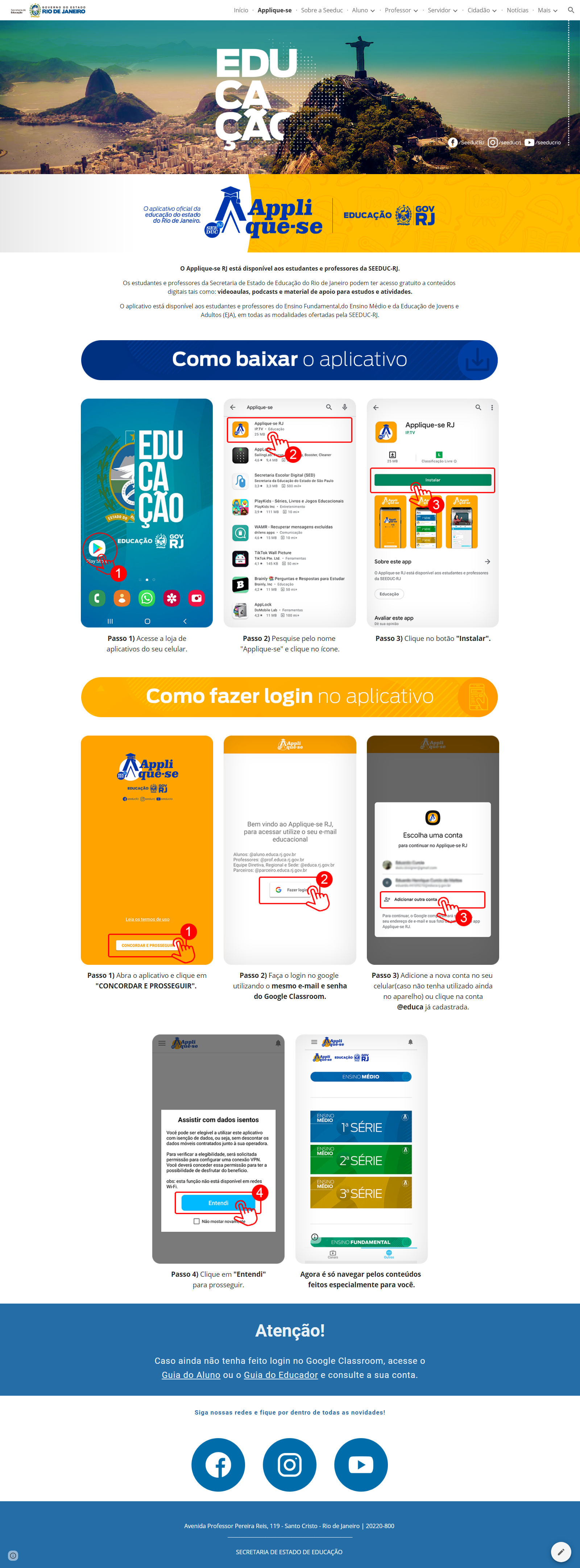 Secretaria estadual  de Educação,do RJ, lança aplicativo de ensino remoto