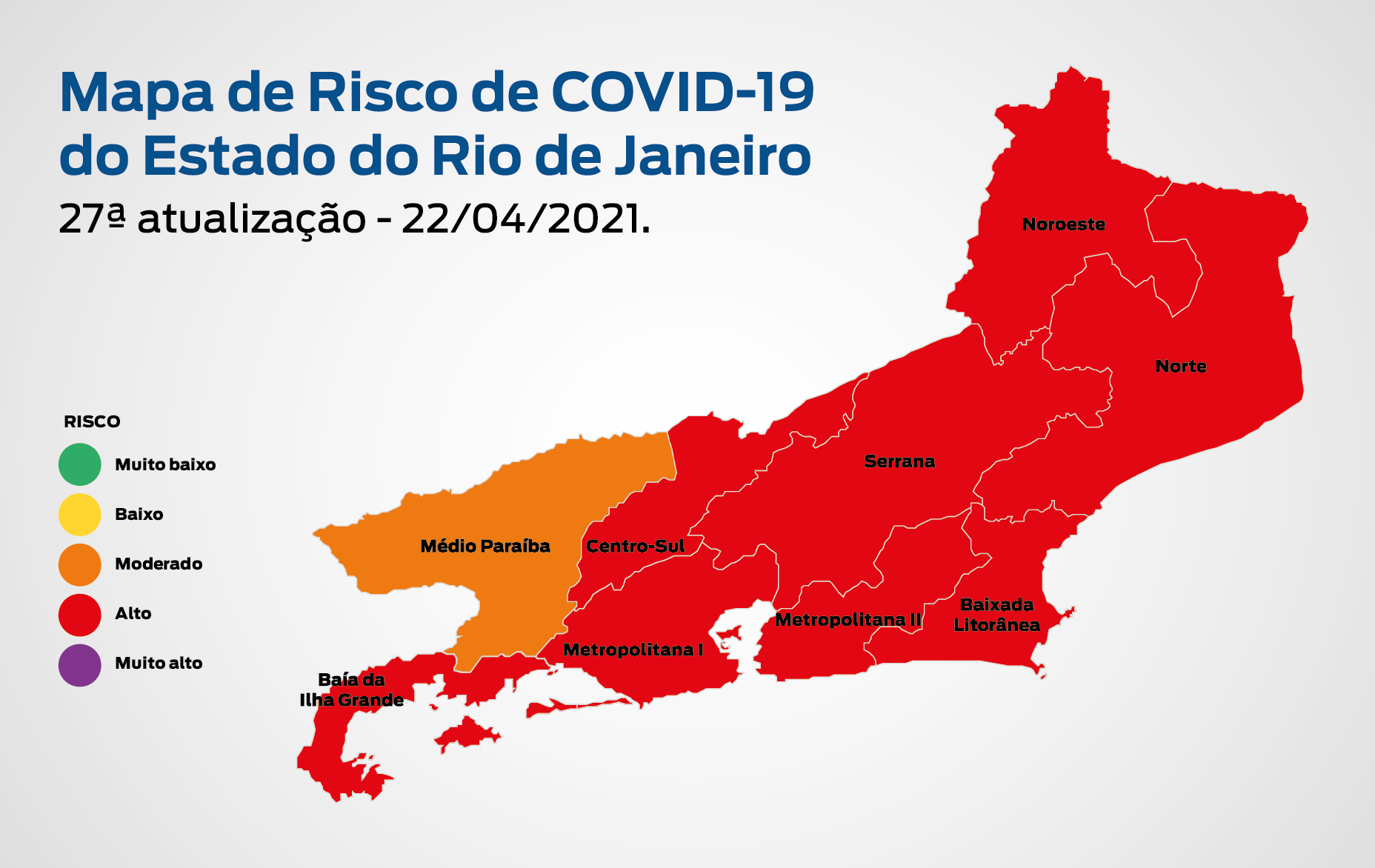 Estado do Rio apresenta bandeira vermelha no Mapa de Risco da Covid-19
