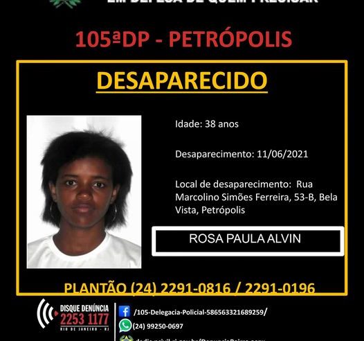 Mulher de 38 está desaparecida há quatro dias