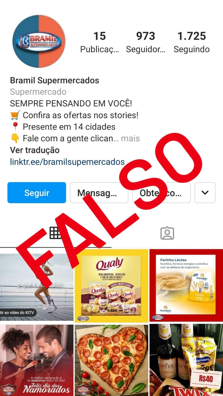Fake: perfil que se passa pelo Bramil Supermercados é falso