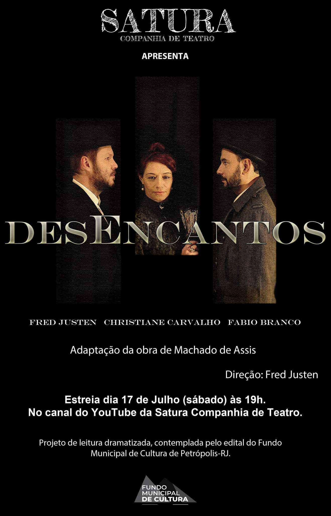 Satura Companhia de Teatro destaca obra de Machado de Assis em leitura dramatizada