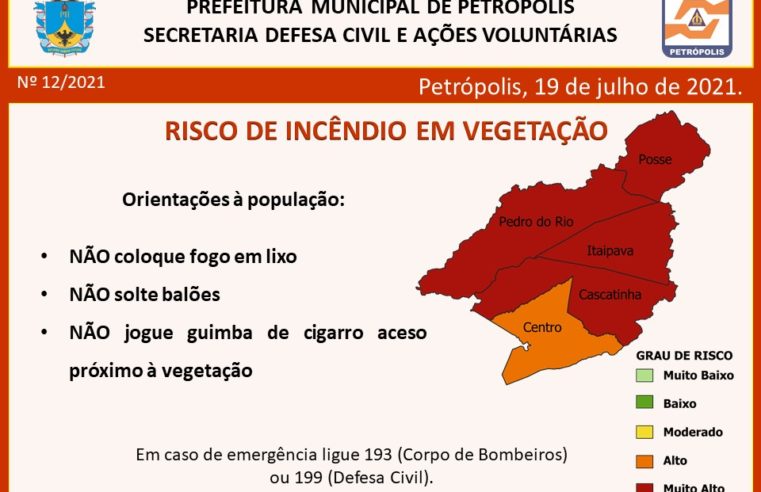 Baixa umidade do ar é motivo de alerta, segundo Defesa Civil