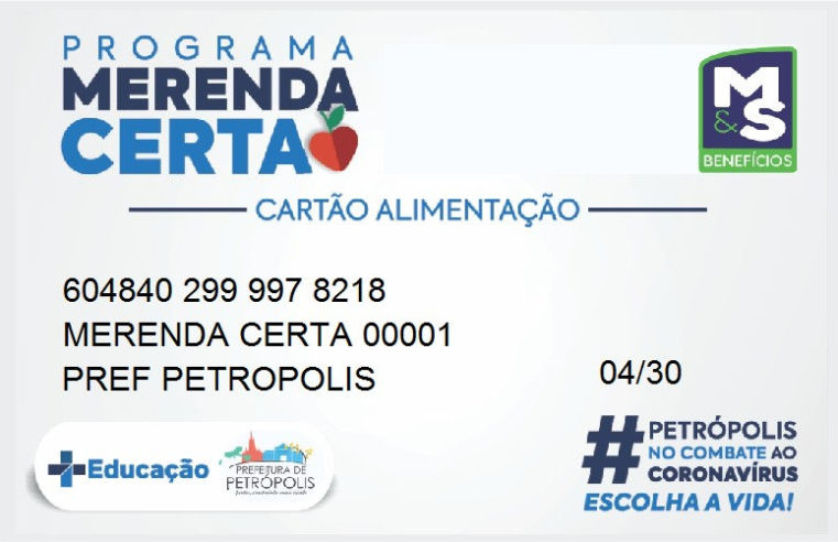 Programa Merenda Certa: cartões serão recarregados hoje (20)