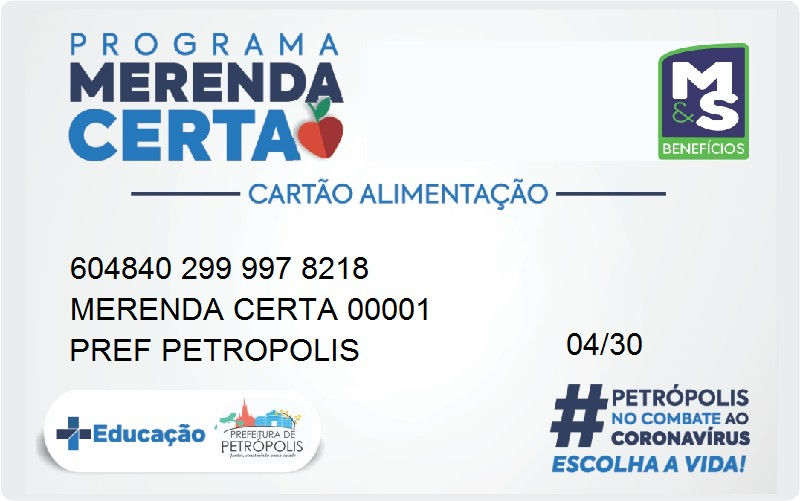 Programa Merenda Certa: cartões serão recarregados hoje (20)