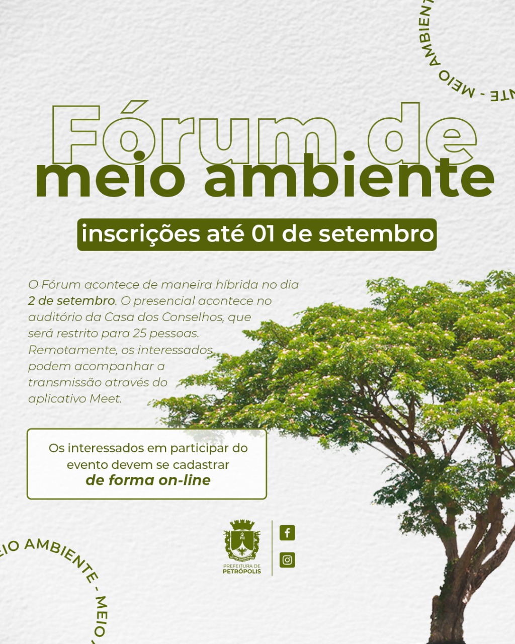 Inscrições para o Fórum de Meio Ambiente abertas até o dia 1º de setembro