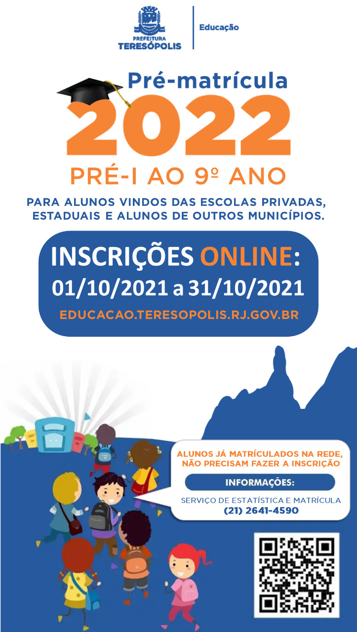 Pré-matrícula online para escolas municipais de Teresópolis acontece de 1º a 31 de outubro