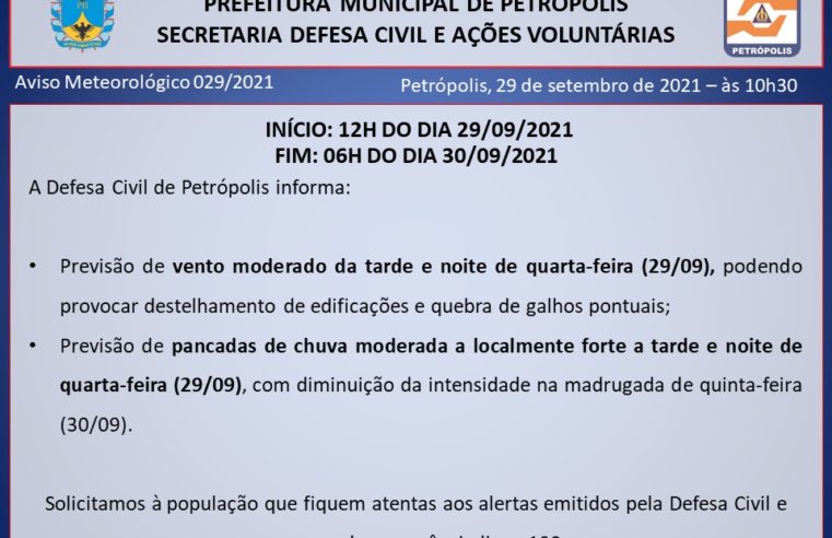 Frente fria se aproxima de Petrópolis nesta quarta-feira