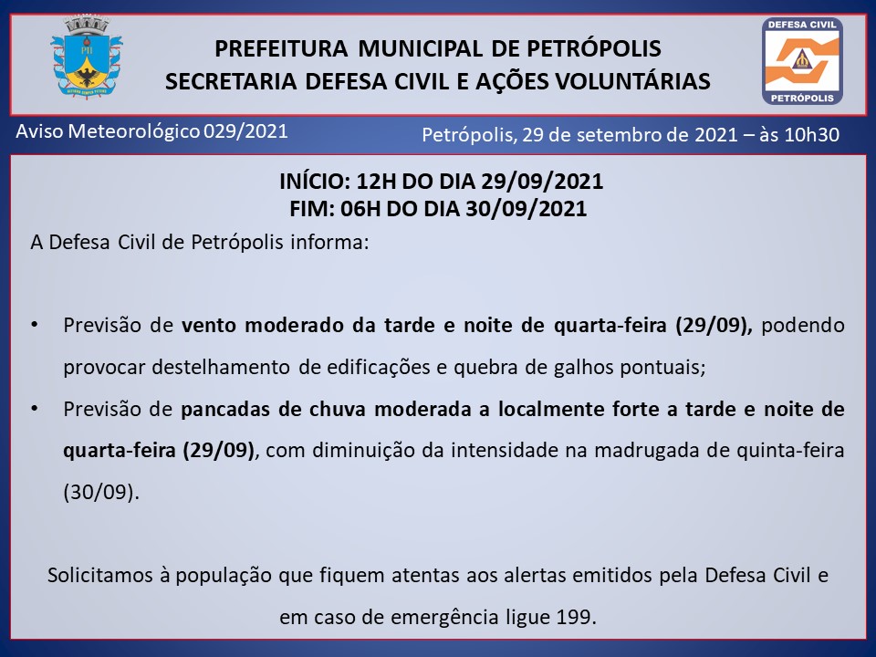 Frente fria se aproxima de Petrópolis nesta quarta-feira