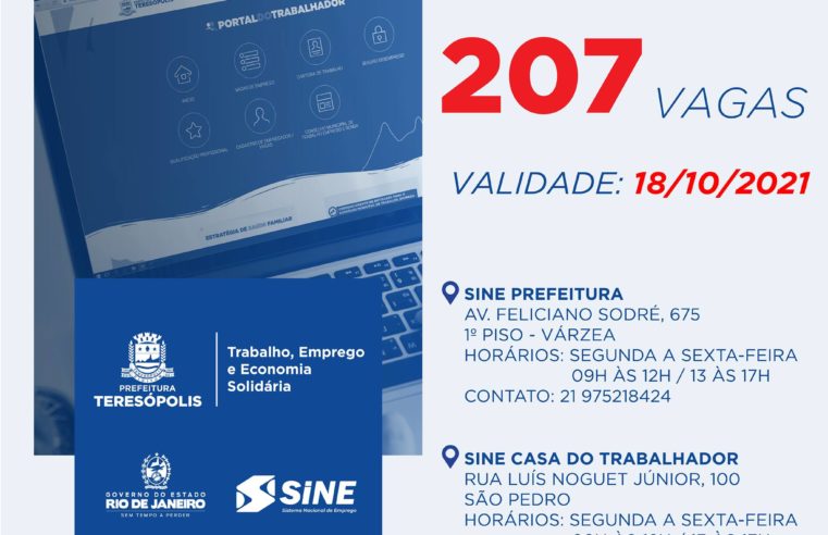 Programa ‘Emprega Terê’ divulga 207 vagas de emprego no SINE Teresópolis