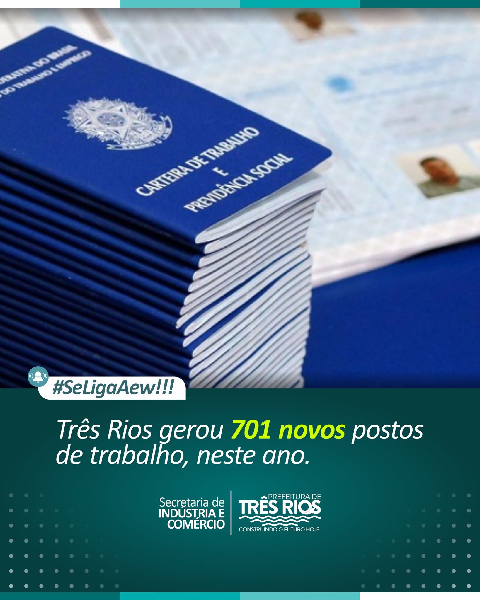 Três Rios gerou 701 novos postos de trabalho, neste ano