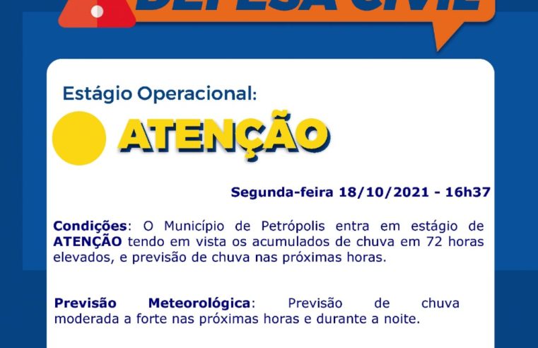 Com o tempo chuvoso, Defesa Civil mantém equipes reforçadas para o atendimento a possíveis ocorrências