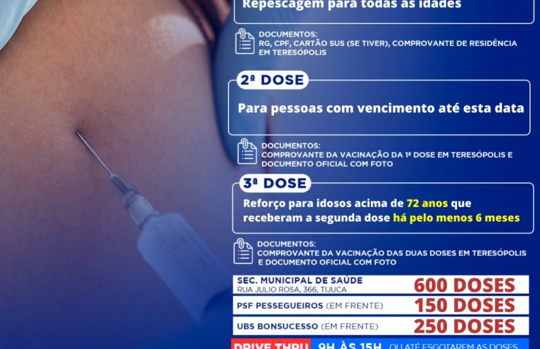 Idosos acima de 72 anos receberão dose de reforço contra a Covid-19, nesta quinta-feira (7)