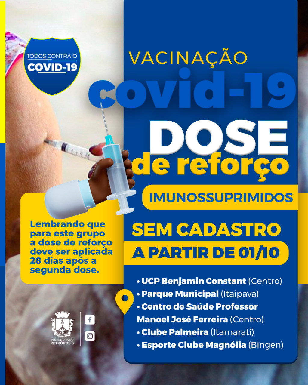 Campanha Nacional de Multivacinação será realizada em 15 salas de vacina da cidade