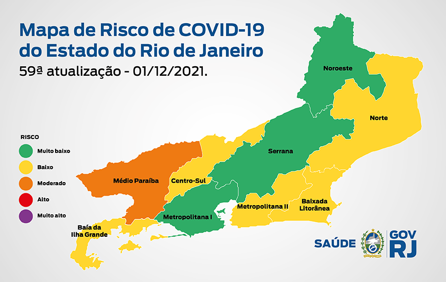 Mapa de risco da Covid-19: estado se mantém em bandeira verde, com risco muito baixo