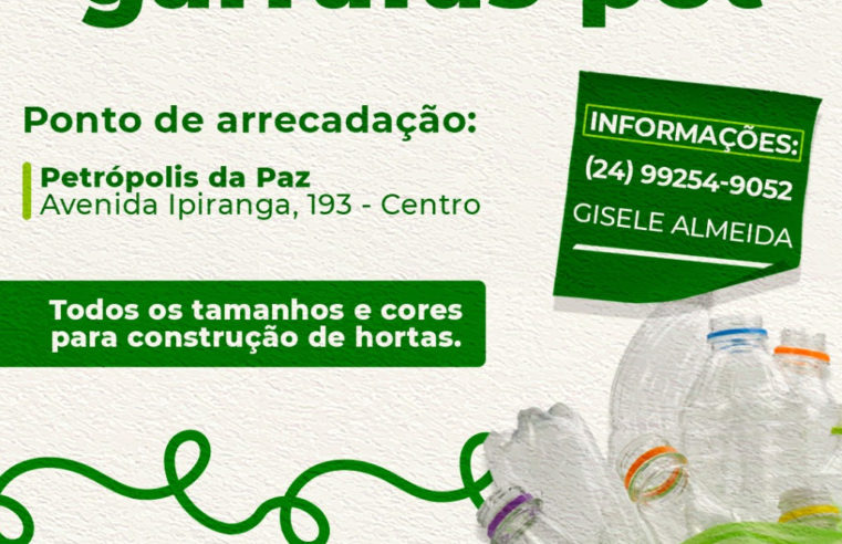 Semeamando, em parceria com Petrópolis da Paz, vai arrecadar garrafas pet para horta vertical