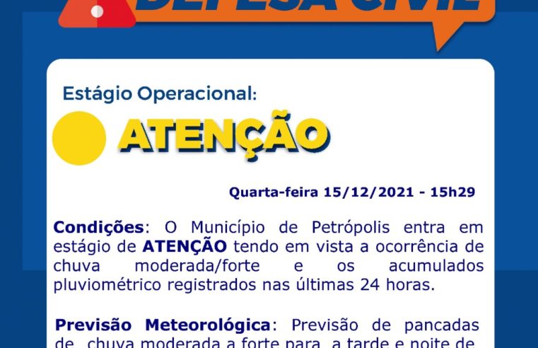 Defesa Civil alerta para previsão de pancadas de chuva