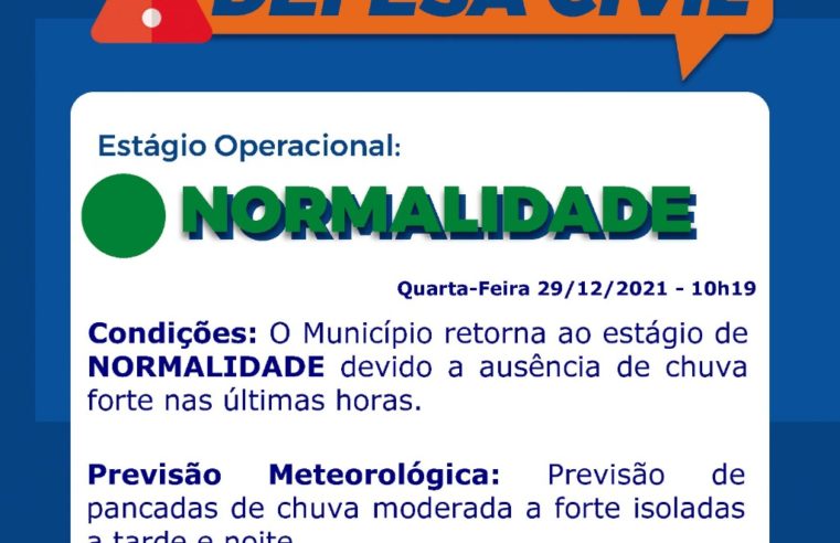 Chuva: município opera em estágio de normalidade, mas Defesa Civil informa a permanência da previsão de tempo instável para hoje e amanhã