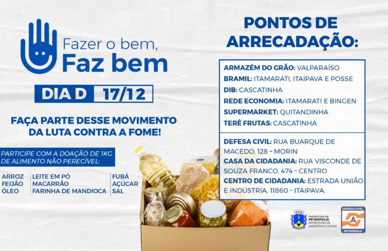 Dia D da campanha de alimentos “Fazer o Bem, Faz Bem” será no próximo dia 17