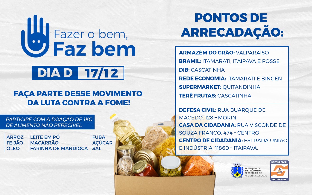 Dia D da campanha de alimentos “Fazer o Bem, Faz Bem” será no próximo dia 17