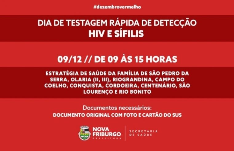 Secretaria Municipal de Saúde de Nova Friburgo promove dia de testagem para detecção do HIV e Sífilis