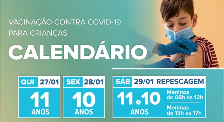 Prefeitura Municipal anuncia calendário de Vacinação contra Covid-19 para Crianças sem comorbidades