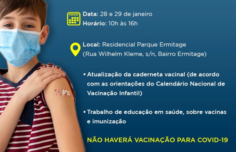 Parque Ermitage terá evento de vacinação infantil nos dias 28 e 29 de janeiro