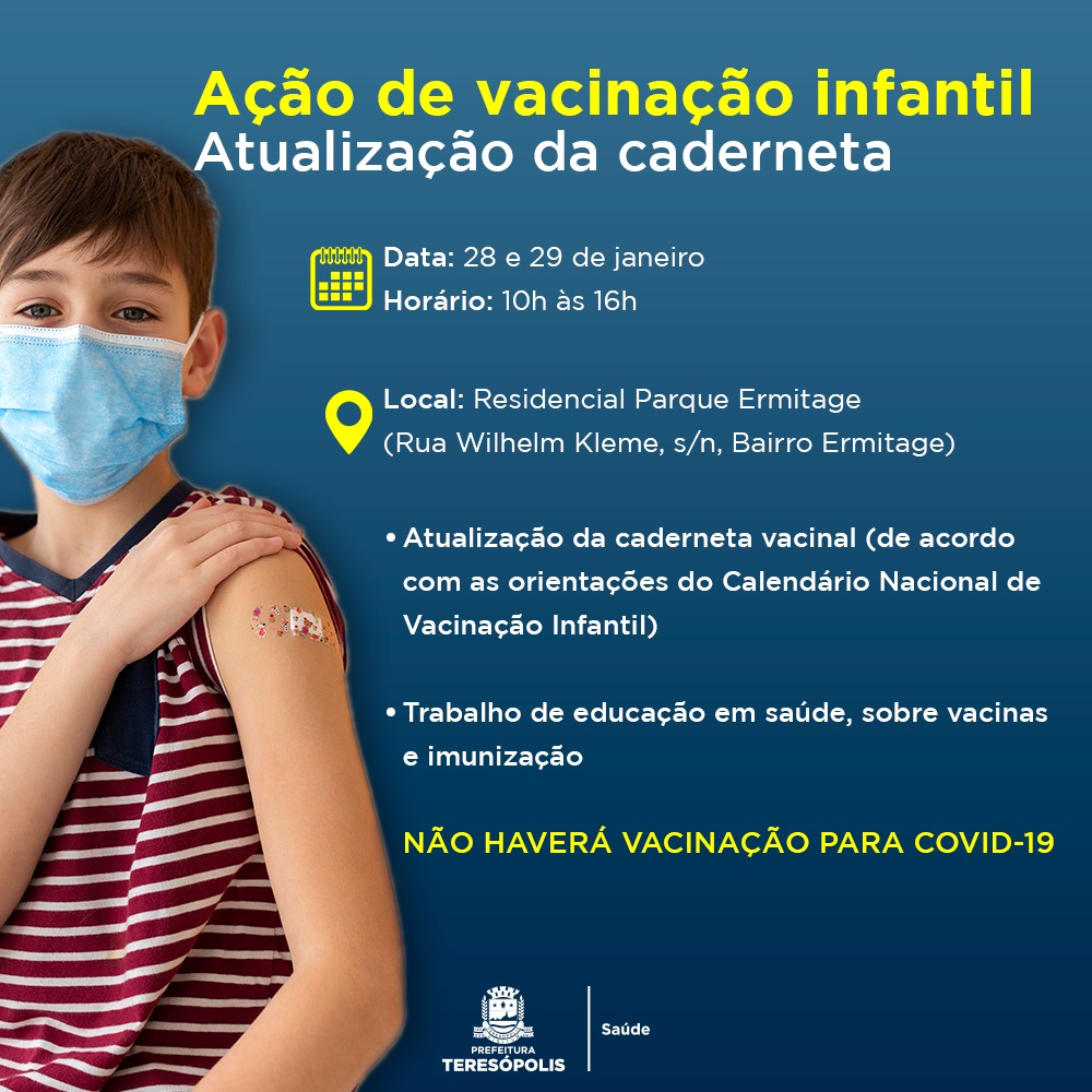 Parque Ermitage terá evento de vacinação infantil nos dias 28 e 29 de janeiro
