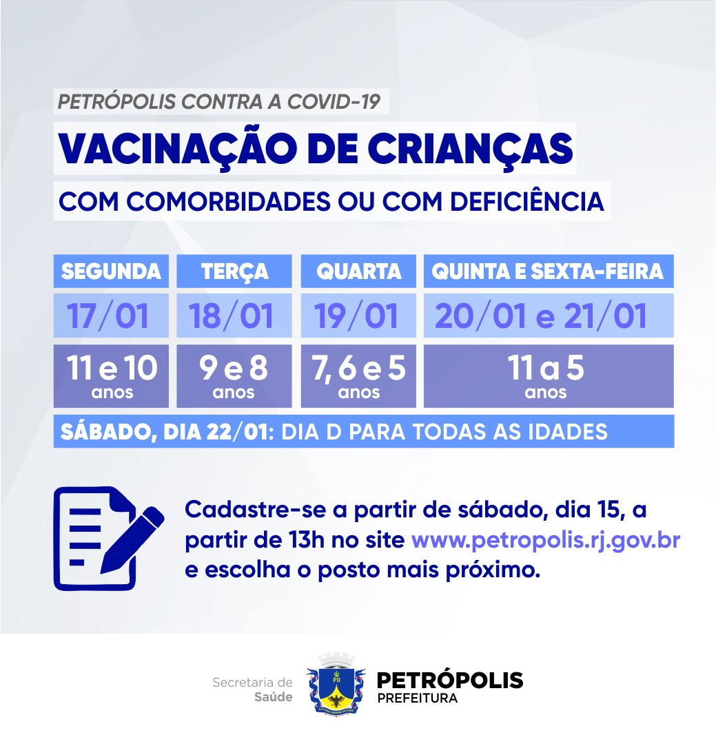 Vacinação contra a covid começa na segunda-feira para crianças de 5 a 11, e cadastro será aberto neste sábado