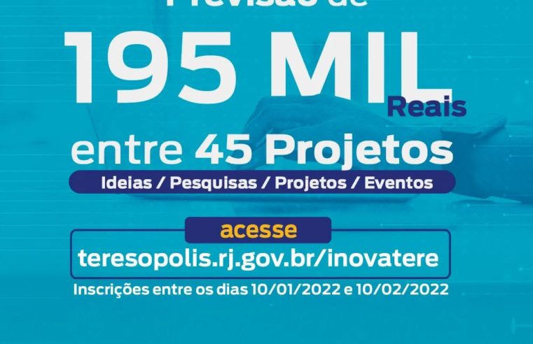 Inscrições para edital de Fomento de Projetos com Base Tecnológica de Teresópolis foram abertas hoje (10)