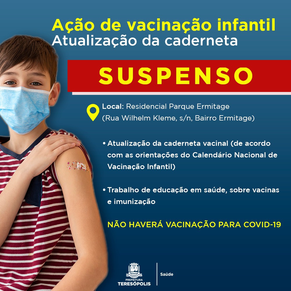 Ação de vacinação infantil na Ermitage é suspensa pela Secretaria Municipal de Saúde