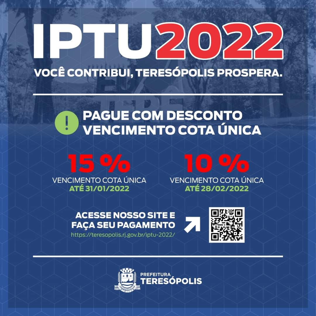 IPTU 2022: desconto de 15% para pagamento em cota única termina dia 31 de janeiro em Teresópolis