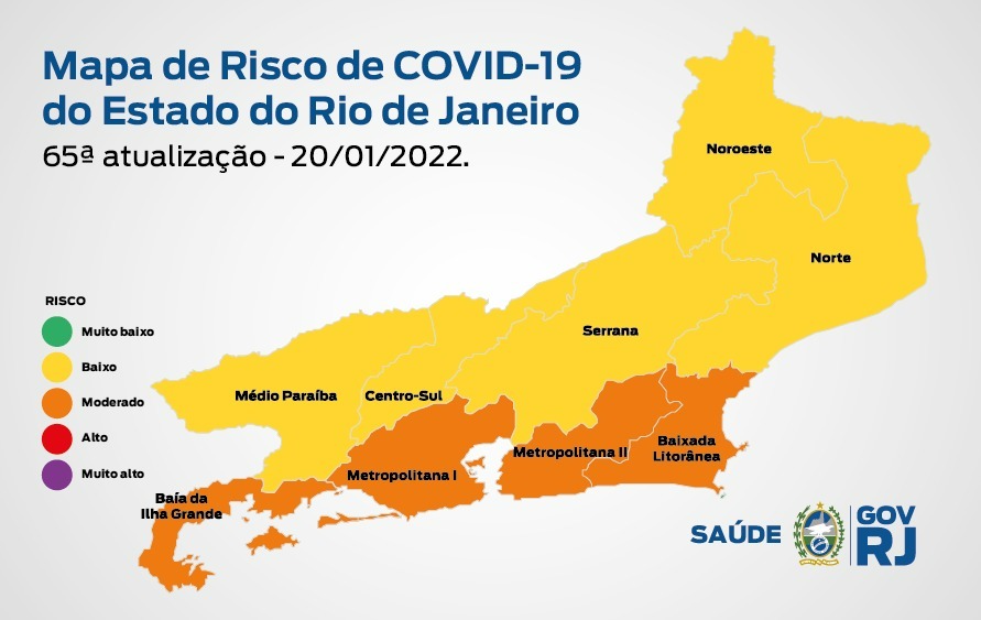 Região Serrana está na bandeira amarela no Mapa de Risco da Covid