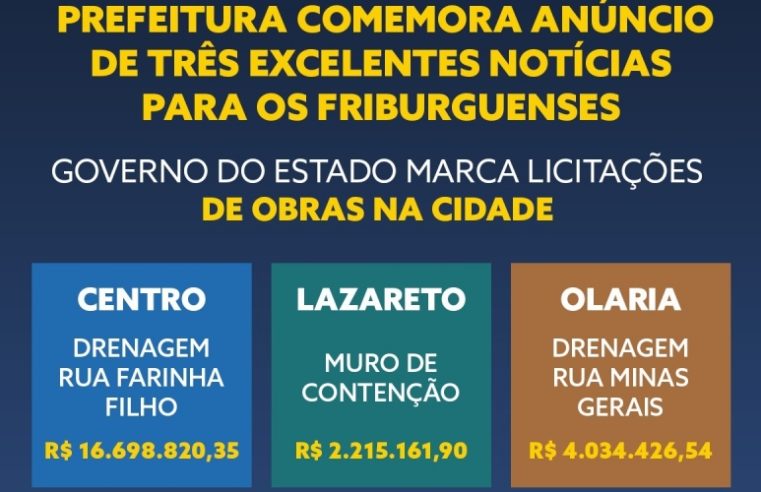 Governo do Estado marca licitações de obras no Centro, Lazareto e Olaria, em Nova Friburgo