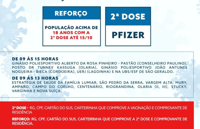 Campanha de vacinação de reforço para adultos também avança em Nova Friburgo