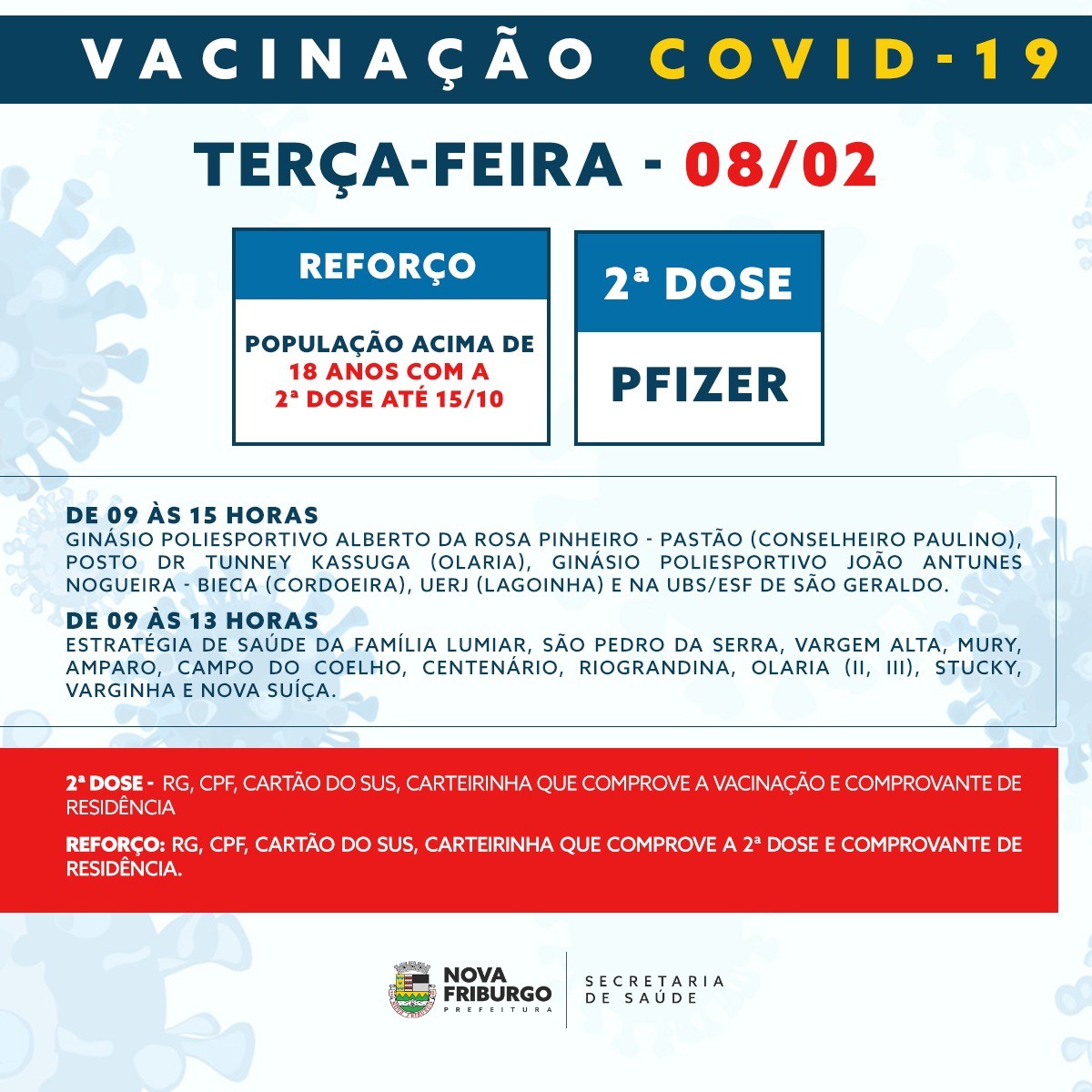 Campanha de vacinação de reforço para adultos também avança em Nova Friburgo