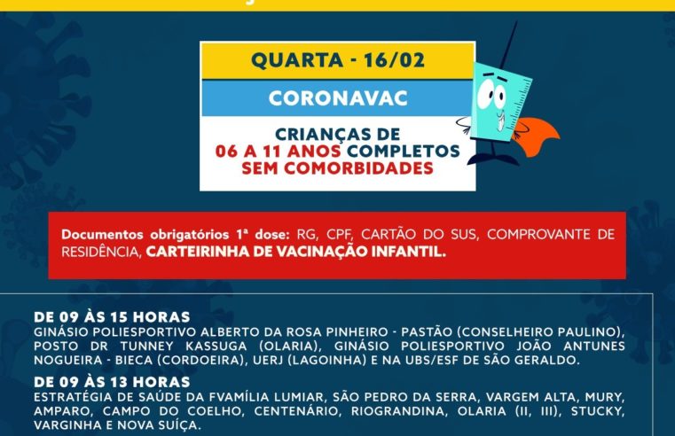 Nova Friburgo abre vacinação para crianças com mais de 6 anos e inicia aplicação da 4ª dose para imunossuprimidos