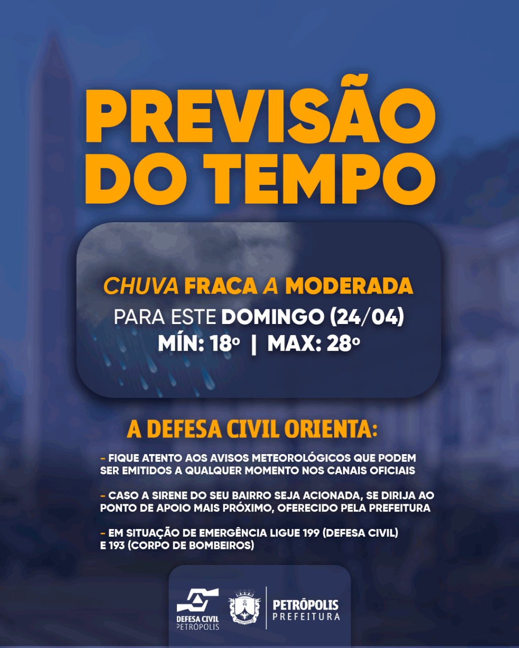 Passagem de frente fria volta a deixar o tempo instável no município neste domingo