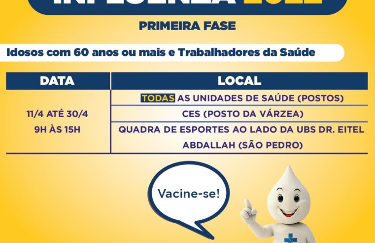 Idosos acima de 60 anos podem se imunizar contra a Influenza a partir da segunda-feira (11)