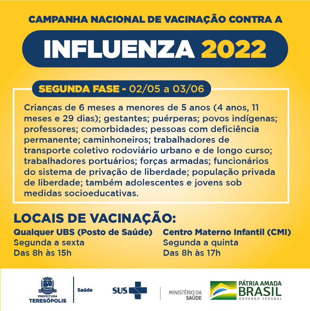 Teresópolis inicia segunda fase da imunização contra a Influenza, nesta segunda-feira (2)
