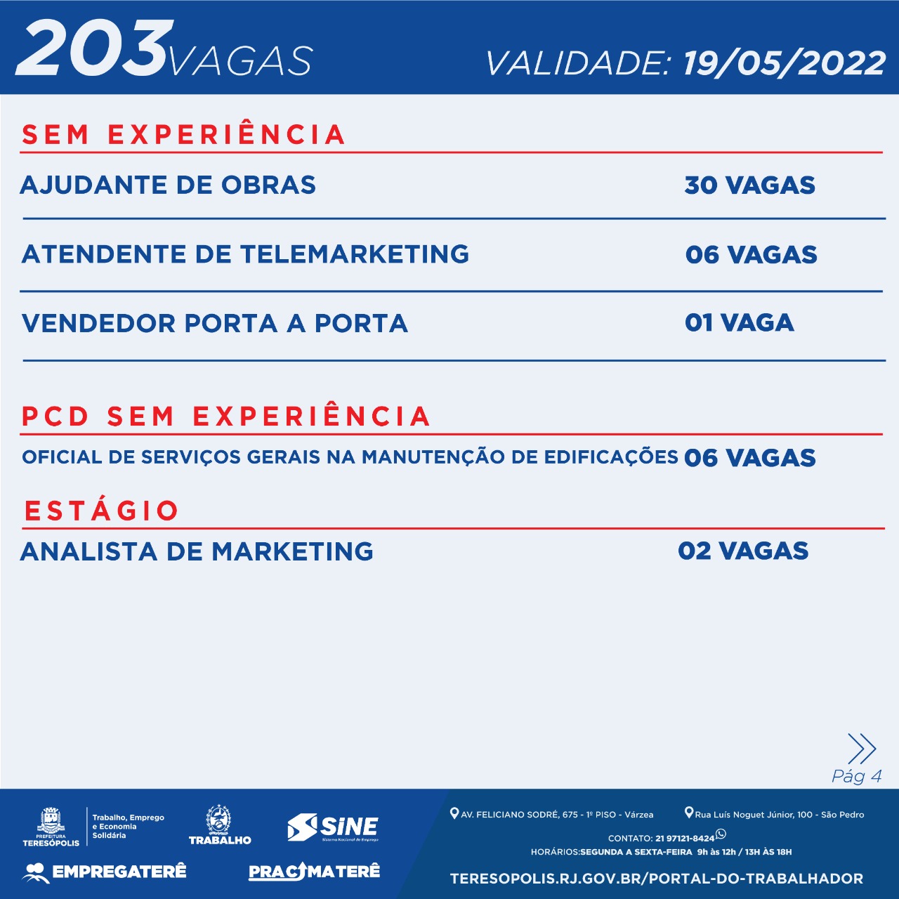 Programa ‘Emprega Terê’ divulga 203 vagas de emprego no Sine Teresópolis