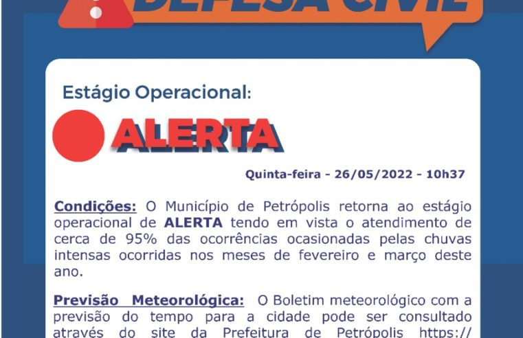 Após concluir 95% das vitorias, Defesa Civil retorna município ao estágio de alerta. Cidade estava em estado de crise, por conta do alto número de registros de ocorrência