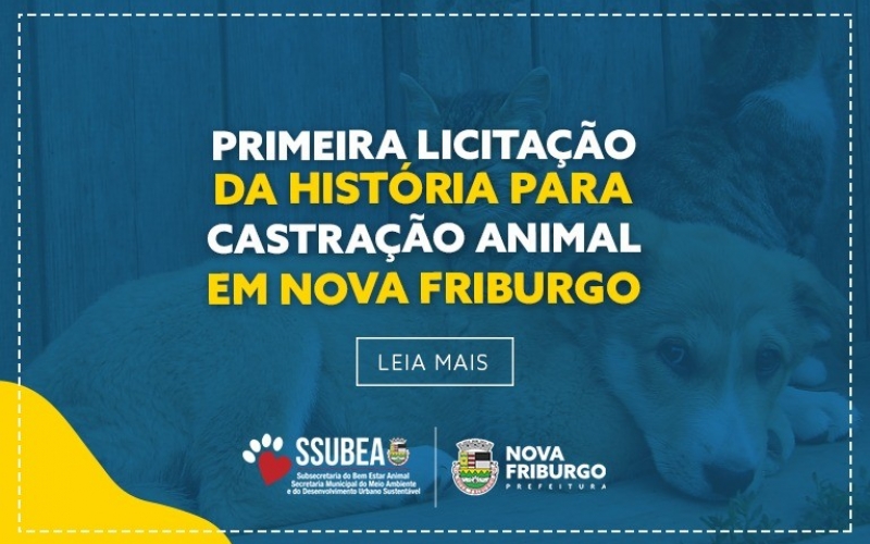Primeira licitação da história para castração animal é realizada em Nova Friburgo