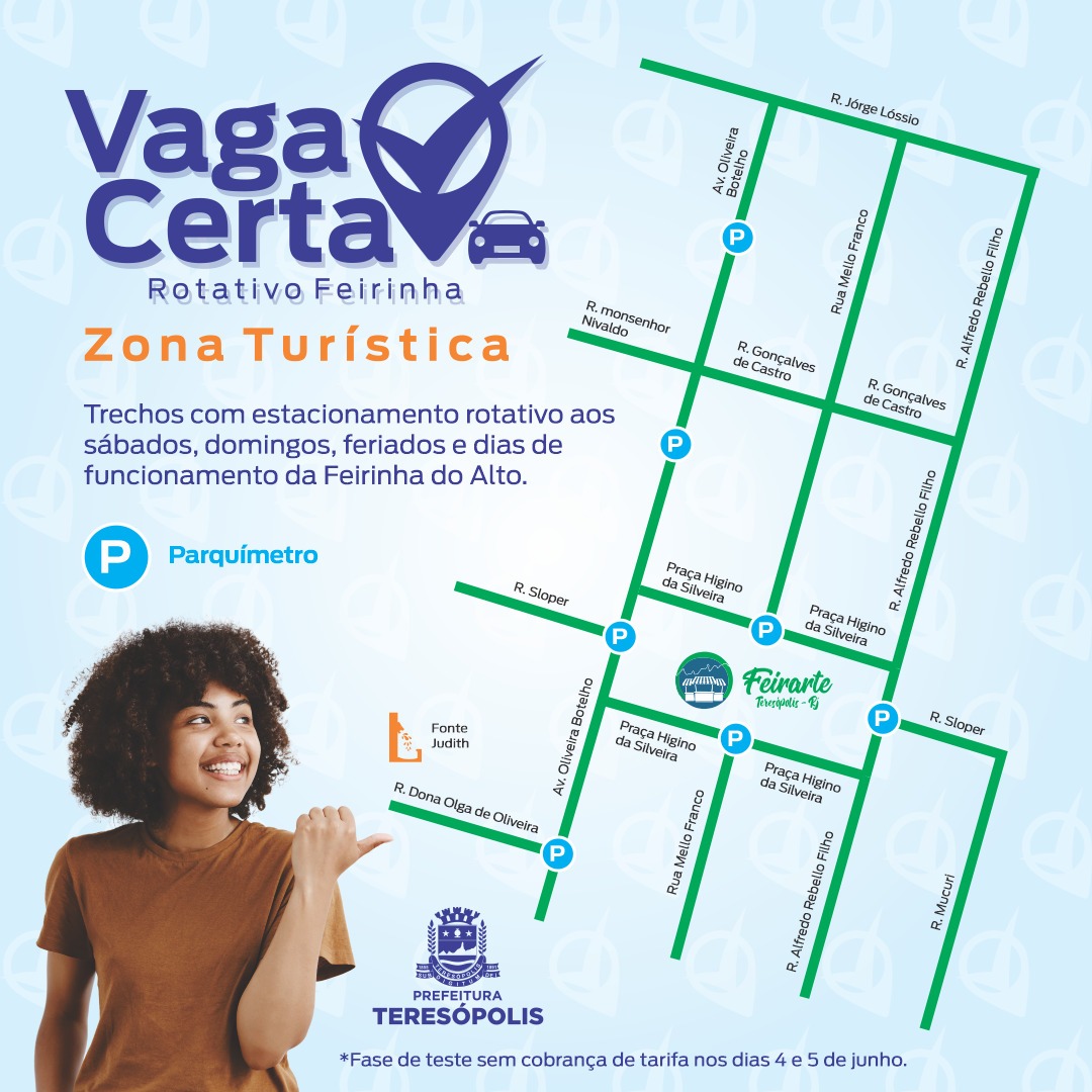Prefeitura de Teresópolis inicia testes gratuitos para implantação do ‘Vaga Certa Rotativo’ na Feirinha neste final de semana