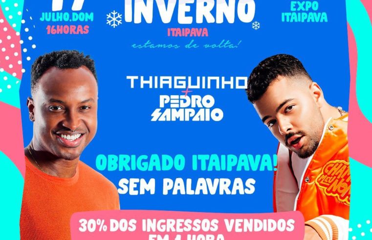 Festival de Inverno trará Thiaguinho e Pedro Sampaio para Itaipava
