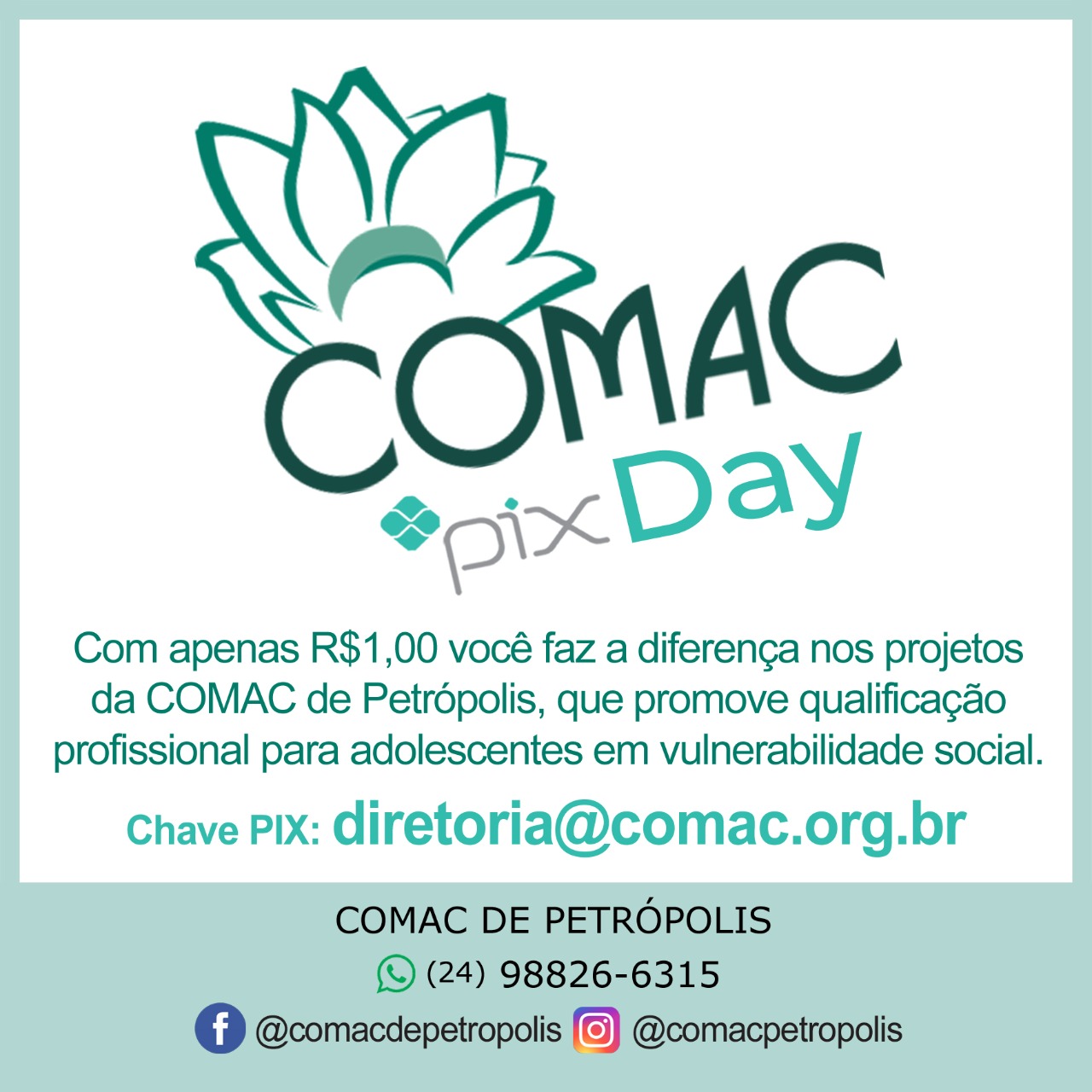 Comac adere ao Pix Day como alternativa para ajudar nas contas da instituição