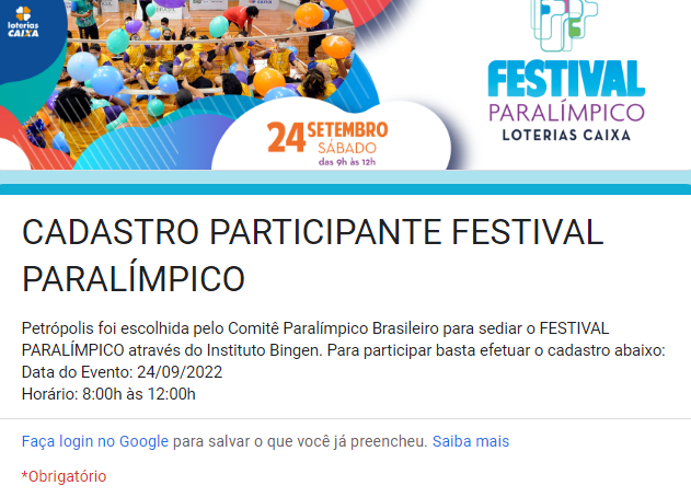 Festival Paralímpico 2022: 170 alunos da rede municipal já se inscreveram