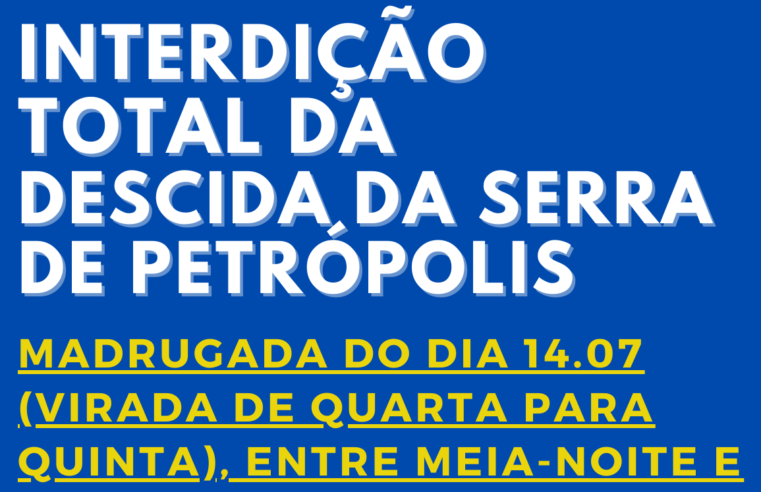 Carreta de grande porte interditará descida da serra de Petrópolis na madrugada de quarta (13.07)